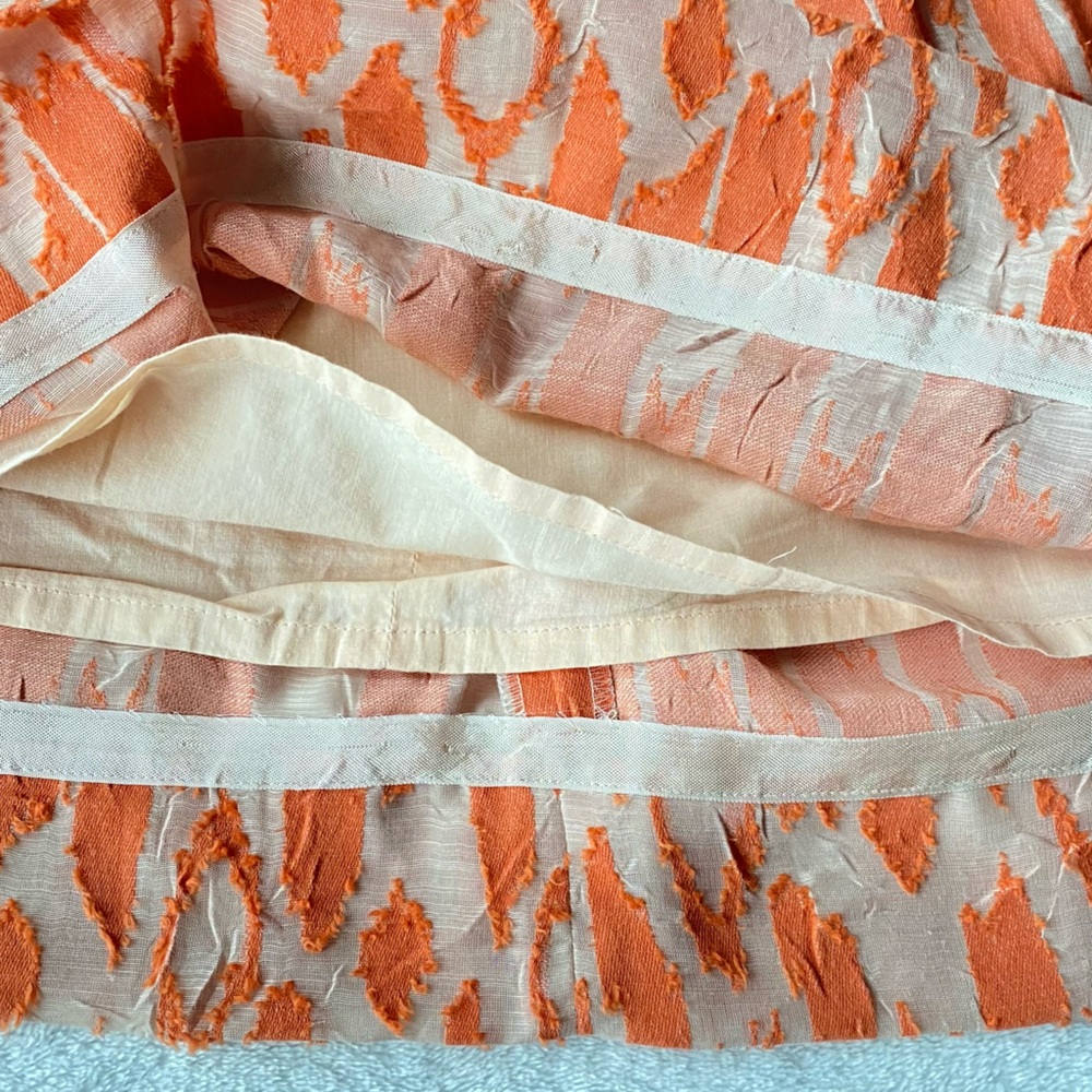J. Crew Coral Orange Ikat miniskirt swing skirt sz 6 - Picture 8 of 11